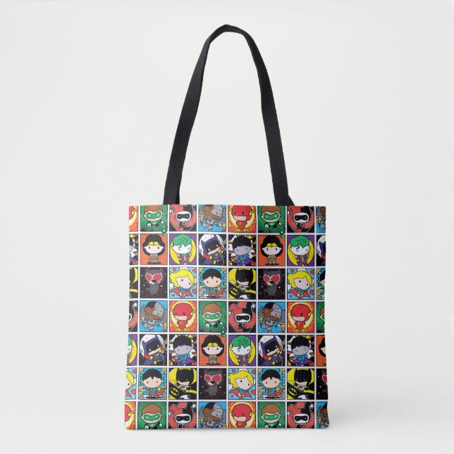 Chibi Justice League Character Pattern Tote Bag (Front)