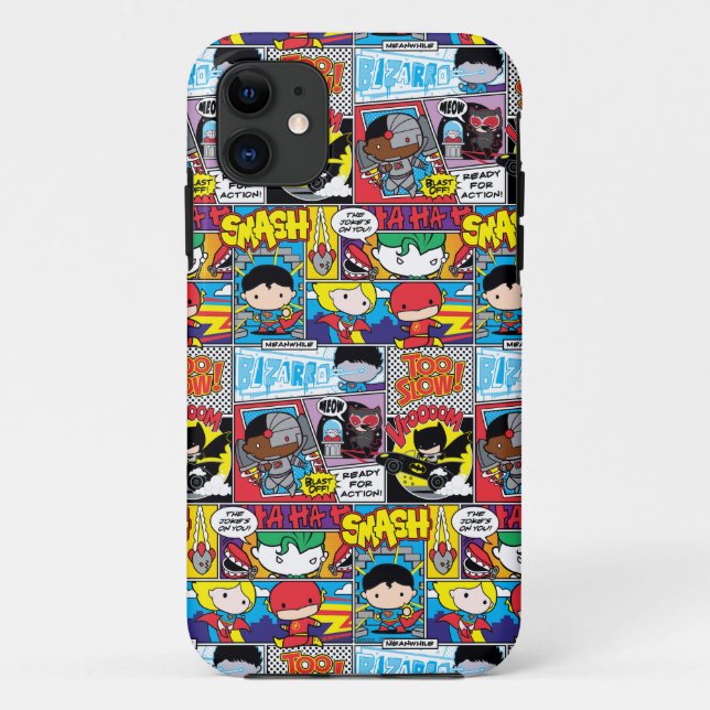 Chibi Justice League Comic Book Pattern Case-Mate iPhone Case (Back)