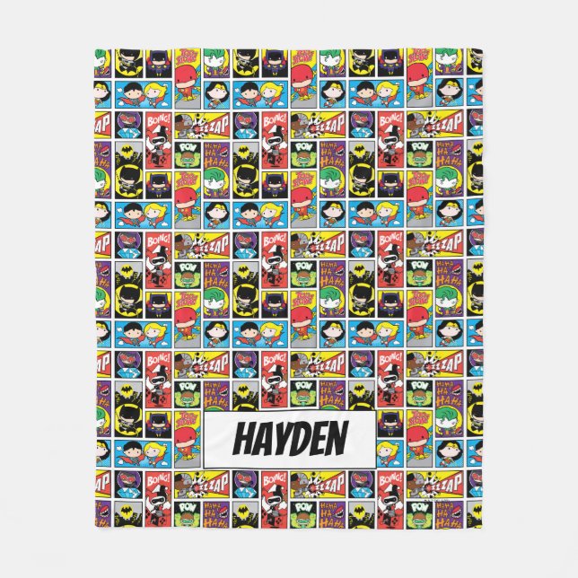 Chibi Justice League Compilation Pattern Fleece Blanket (Front)