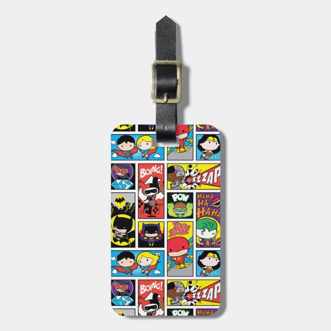 Chibi Justice League Compilation Pattern Luggage Tag (Front Vertical)