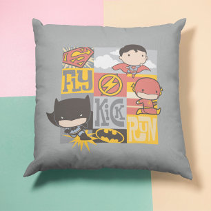 Chibi Justice League Fly, Kick, Run Cushion