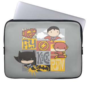 Chibi Justice League   Fly, Kick, Run Laptop Sleeve