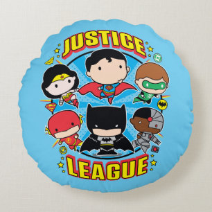 Chibi Justice League Group Round Cushion