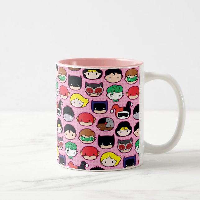 Chibi Justice League Head Pattern Two-Tone Coffee Mug (Right)