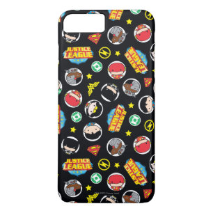 Chibi Justice League Heroes and Logos Pattern iPhone 8 Plus/7 Plus Case