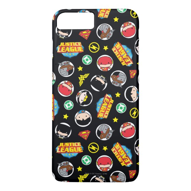 Chibi Justice League Heroes and Logos Pattern Case-Mate iPhone Case (Back)