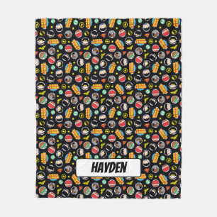 Chibi Justice League Heroes and Logos Pattern Fleece Blanket