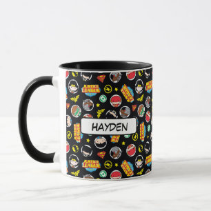 Chibi Justice League Heroes and Logos Pattern Mug