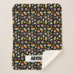 Chibi Justice League Heroes and Logos Pattern Sherpa Blanket