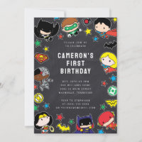 Chibi Justice League Kids Chalkboard Birthday