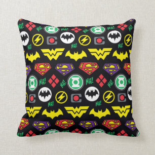 Chibi Justice League Logo Pattern Cushion