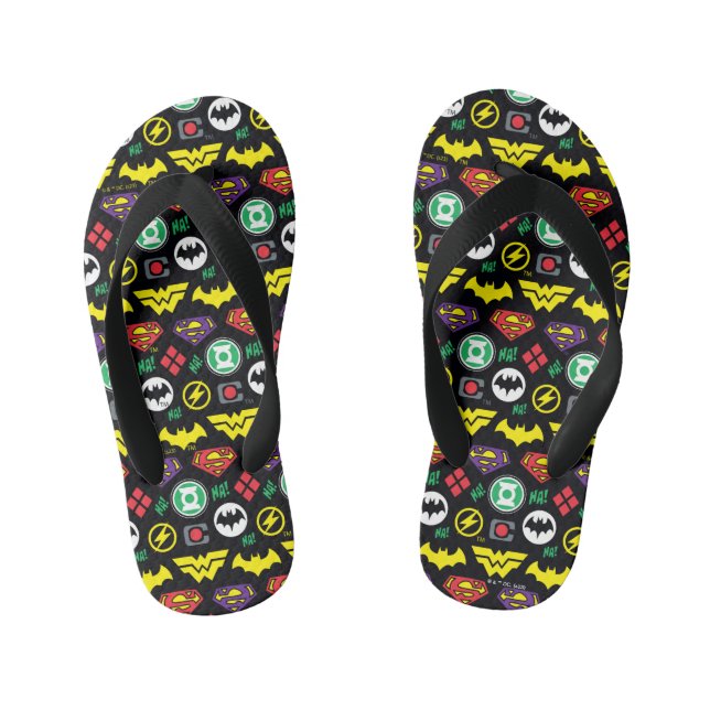 Chibi Justice League Logo Pattern Kid's Thongs (Footbed)