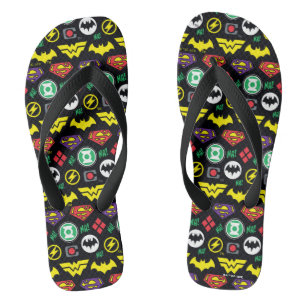 Chibi Justice League Logo Pattern Thongs