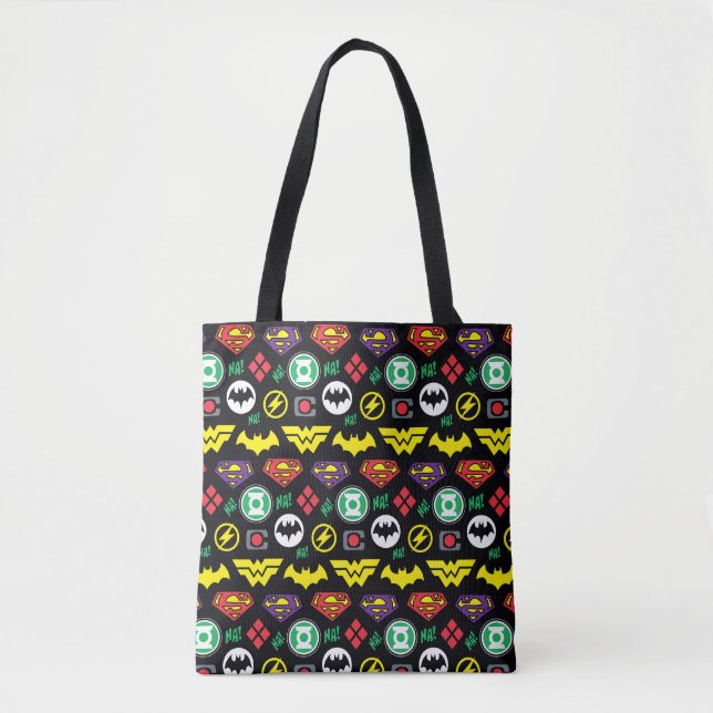 Chibi Justice League Logo Pattern Tote Bag (Front)