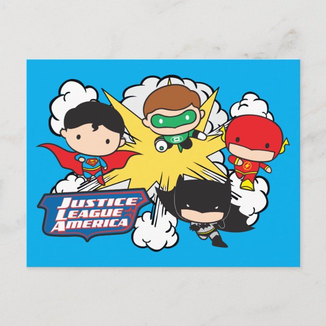 Chibi Justice League of America Explosion Postcard (Front)