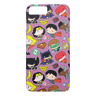 Chibi Justice League Pattern on Purple iPhone 8 Plus/7 Plus Case