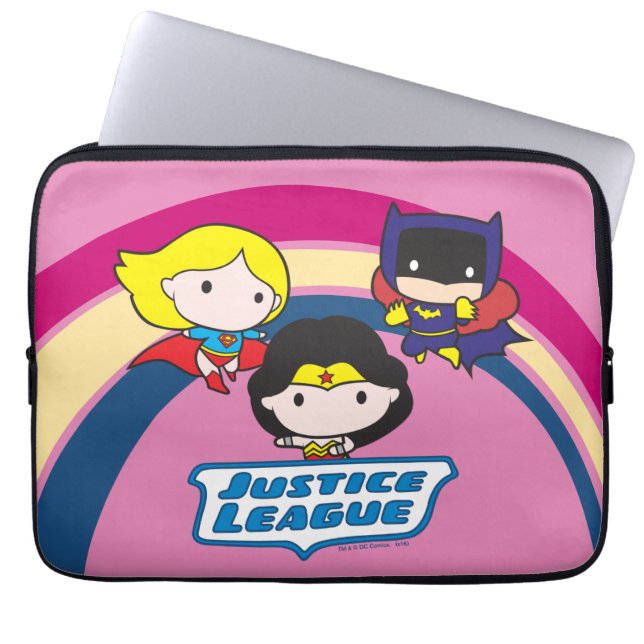 Chibi Justice League Rainbow Laptop Sleeve (Front)