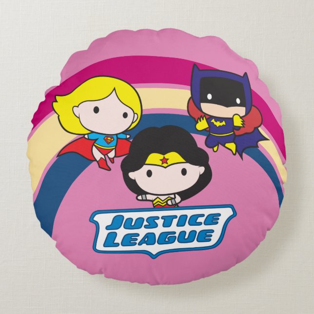 Chibi Justice League Rainbow Round Cushion (Front)