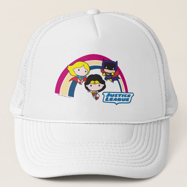 Chibi Justice League Rainbow Trucker Hat (Front)