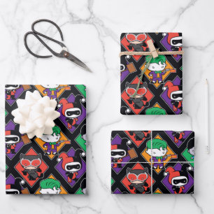 Chibi Justice League Villain Pattern Wrapping Paper Sheet