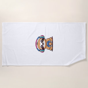 Chibi Kawaii Sloth Gamer � Cute Funny Animal with Beach Towel