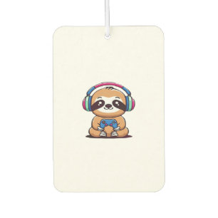 Chibi Kawaii Sloth Gamer � Cute Funny Animal with  Car Air Freshener