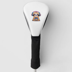 Chibi Kawaii Sloth Gamer � Cute Funny Animal with  Golf Head Cover