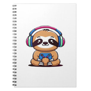 Chibi Kawaii Sloth Gamer – Cute Funny Animal with Notebook