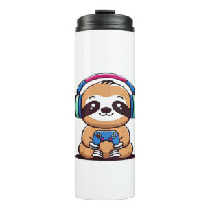 Chibi Kawaii Sloth Gamer – Cute Funny Animal with  Thermal Tumbler