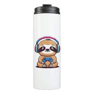 Chibi Kawaii Sloth Gamer � Cute Funny Animal with Thermal Tumbler