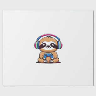 Chibi Kawaii Sloth Gamer � Cute Funny Animal with Wrapping Paper
