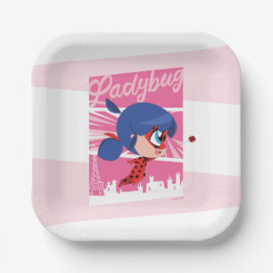 Chibi Ladybug in Paris Paper Plate
