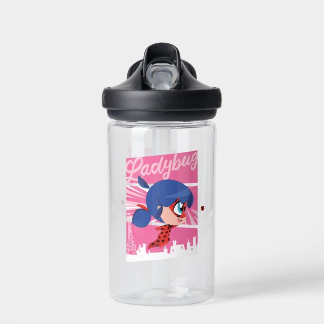 Chibi Ladybug in Paris Water Bottle (Front)