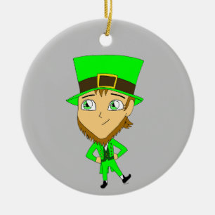 chibi leprechaun ceramic ornament