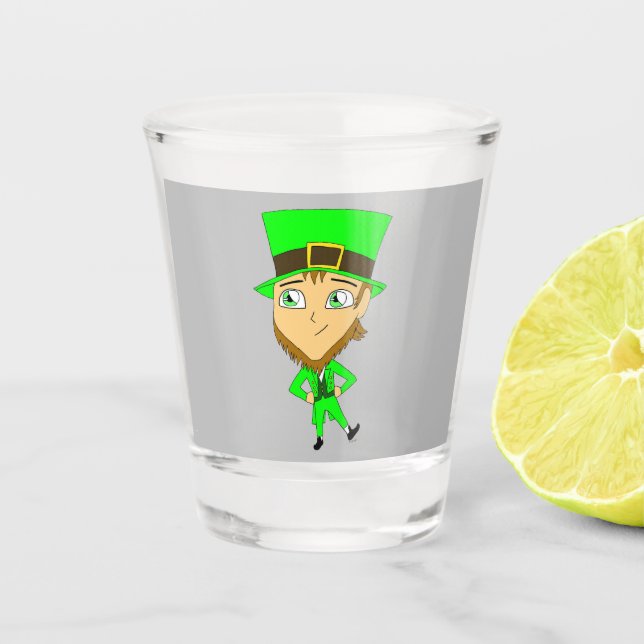 chibi   leprechaun  shot glass (Front)