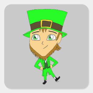chibi   leprechaun  square sticker