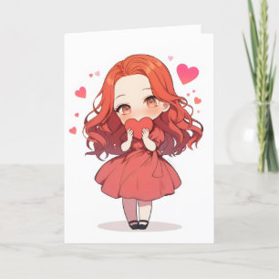 Chibi Love Anime Girl Holiday Card