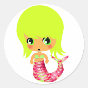 chibi magical mermaid 3 classic round sticker