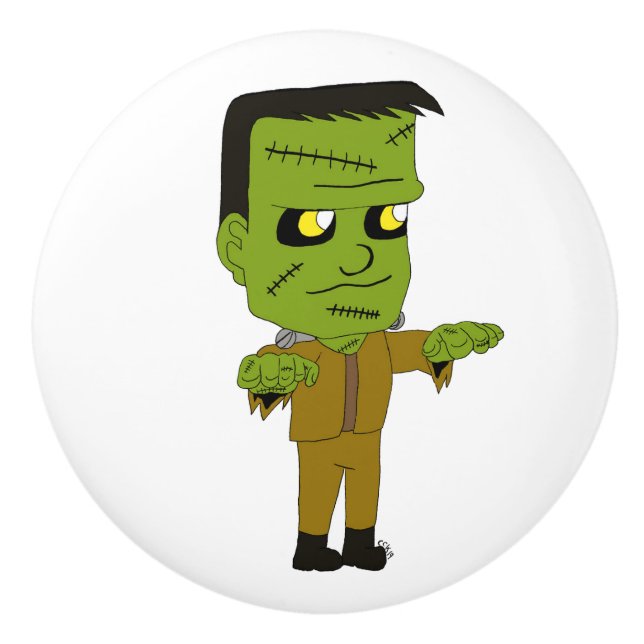 chibi  monster  ceramic knob (Front)