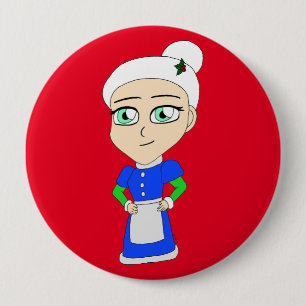 Chibi Mrs. Claus blue suit 10 Cm Round Badge