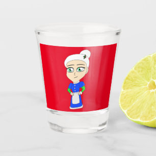 Chibi Mrs. Claus blue suit Shot Glass