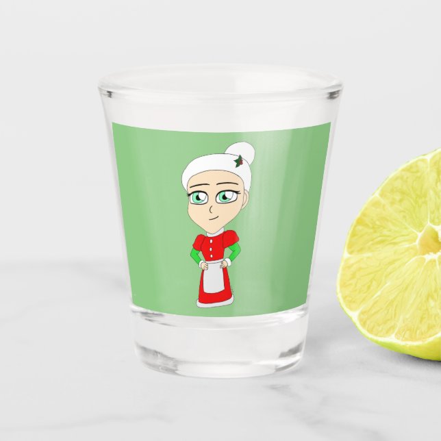 chibi mrs. claus  shot glass (Front)