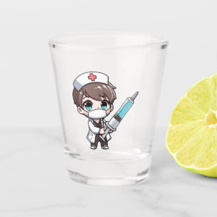 Chibi Nurse Cartoon - healthcare, chibi, nurse Shot Glass