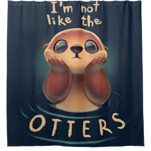 Chibi Otter | Otter Lover | Cute Otter Pun Shower Curtain (Front)