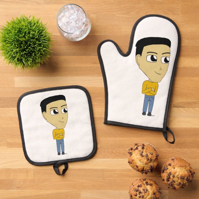 chibi      oven mitt & pot holder set (Top Down)