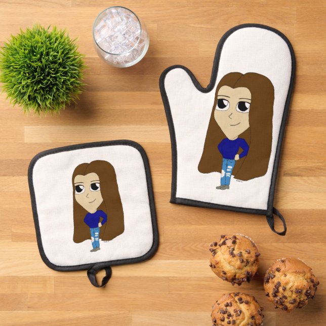 chibi     oven mitt & pot holder set (Top Down)