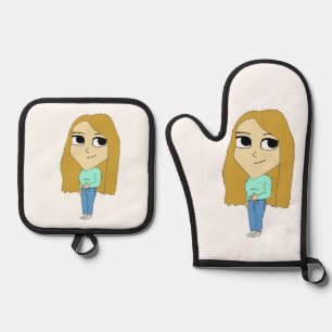 chibi oven mitt & pot holder set