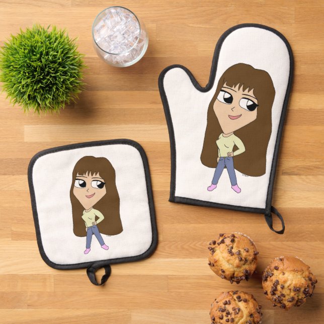 chibi      oven mitt & pot holder set (Top Down)