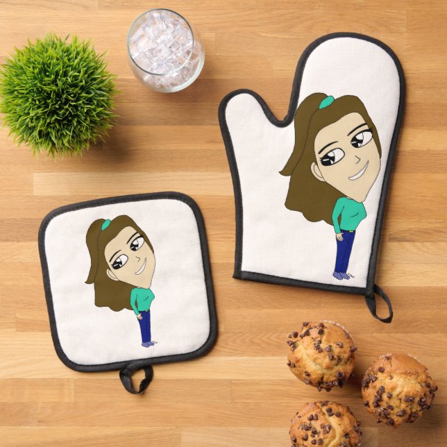 chibi    oven mitt & pot holder set (Top Down)