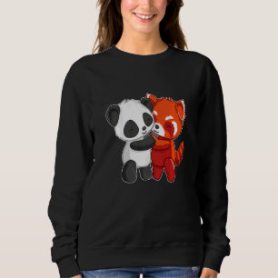 Chibi Panda Bear Hugs Red Panda Cute Kids Sweatshirt